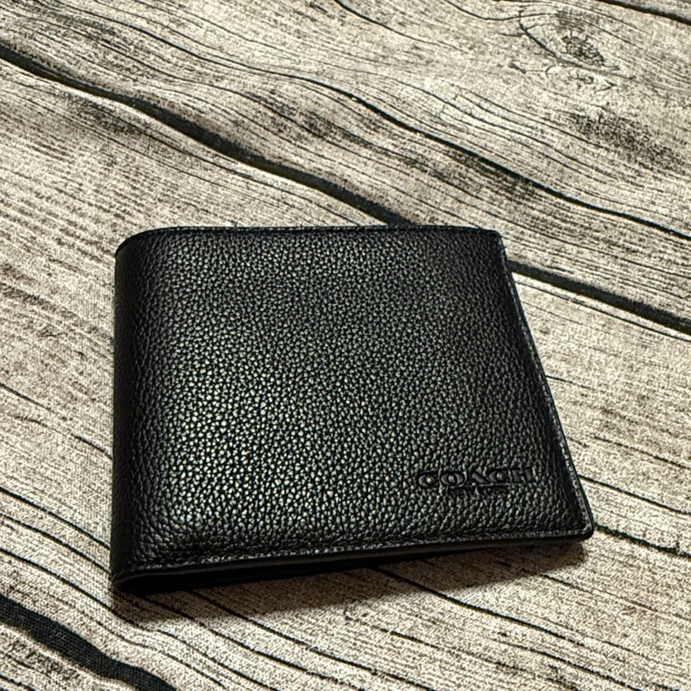 NWT! Coach mens bifold wallet in black leather + Gift box! Ready to gift - Picture 7 of 13